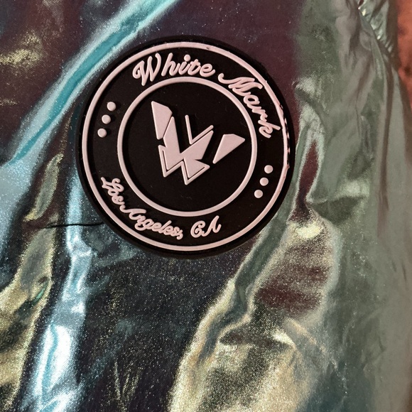 NEW White Mark Metallic Teal Blue Puffer Jacket XL w Hood New Without Tags - Picture 5 of 10